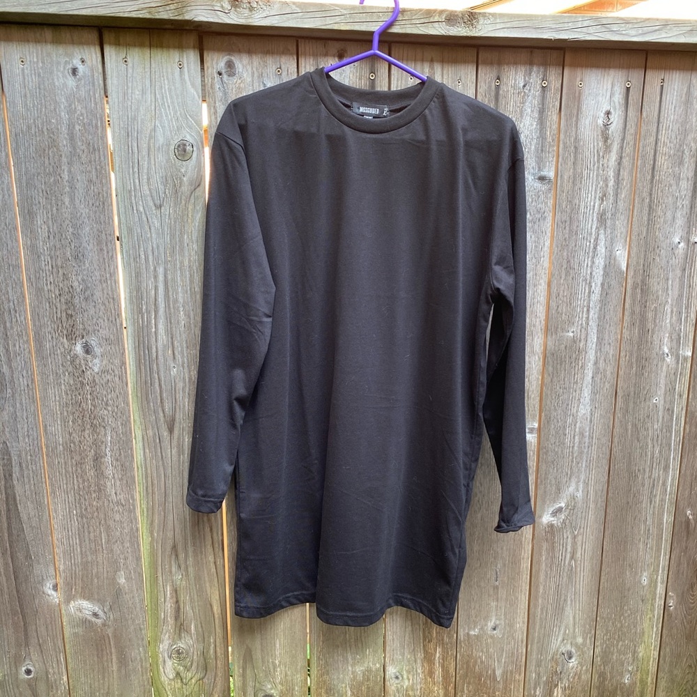 Black Missguided Long Sleeve T-shirt Dress